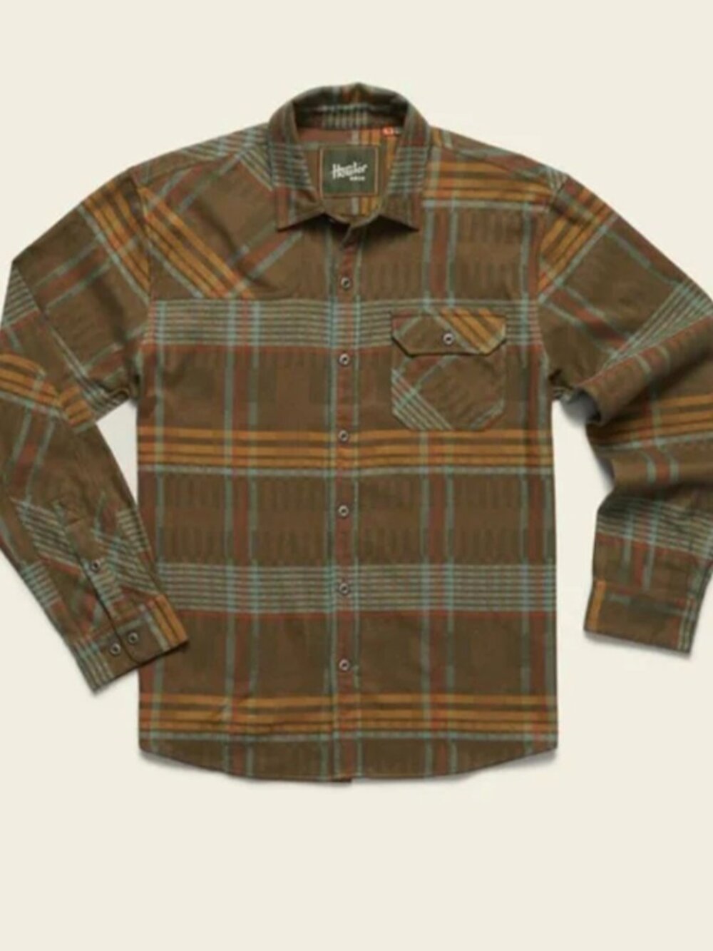Howler Bros Men’s Harkers Flannel in Connor Plaid Foliage Olive Green size large